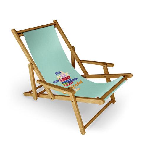 H Miller Ink Illustration Capricorn Feelings in Pastel Green Sling Chair