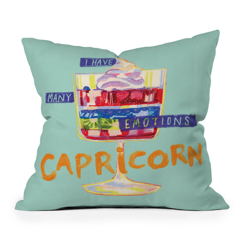 H Miller Ink Illustration Capricorn Feelings in Pastel Green Outdoor Throw Pillow