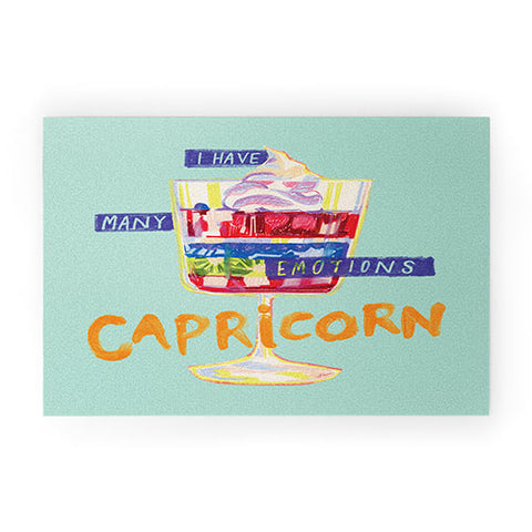 H Miller Ink Illustration Capricorn Feelings in Pastel Green Welcome Mat