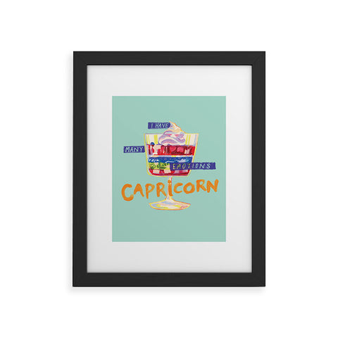 H Miller Ink Illustration Capricorn Feelings in Pastel Green Framed Art Print
