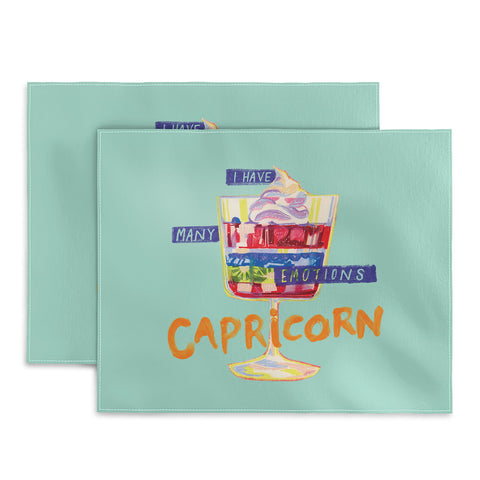 H Miller Ink Illustration Capricorn Feelings in Pastel Green Placemat