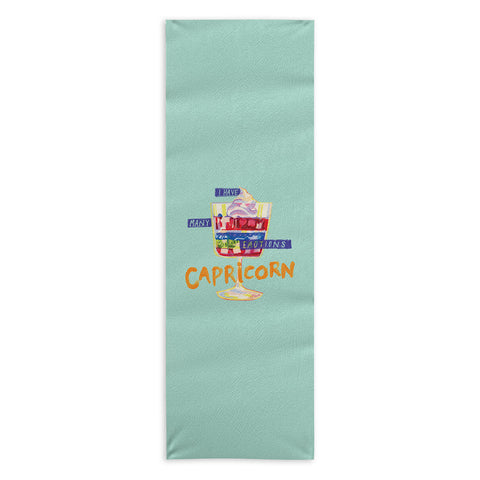 H Miller Ink Illustration Capricorn Feelings in Pastel Green Yoga Towel