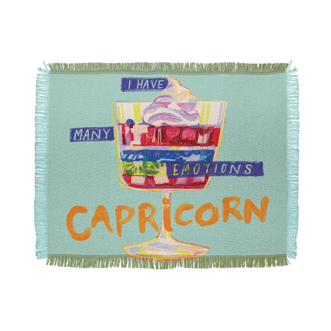H Miller Ink Illustration Capricorn Feelings in Pastel Green Throw Blanket