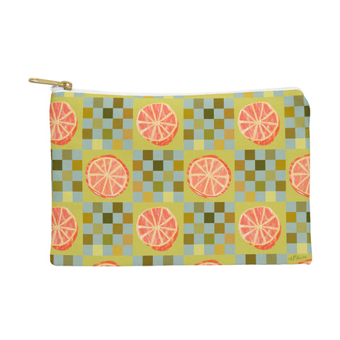 H Miller Ink Illustration Checkered Citrus Fruit in Sage Pouch