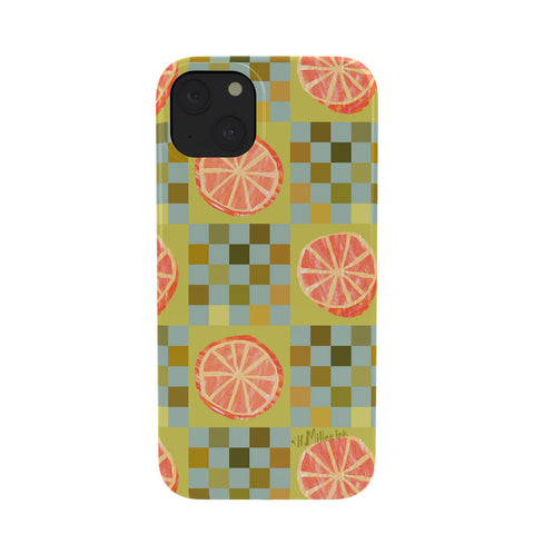 H Miller Ink Illustration Checkered Citrus Fruit in Sage Phone Case
