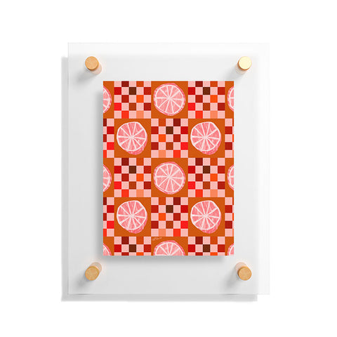H Miller Ink Illustration Checkered Sliced Citrus Fruit Floating Acrylic Print