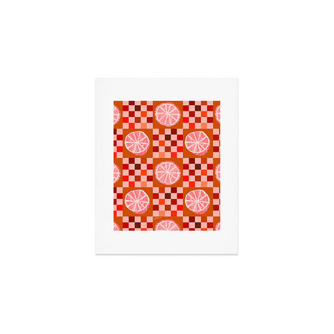 H Miller Ink Illustration Checkered Sliced Citrus Fruit Art Print