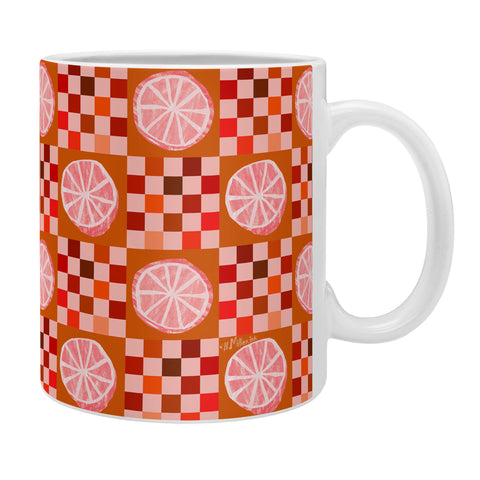 H Miller Ink Illustration Checkered Sliced Citrus Fruit Coffee Mug