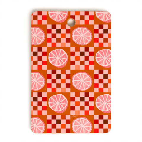 H Miller Ink Illustration Checkered Sliced Citrus Fruit Cutting Board Rectangle
