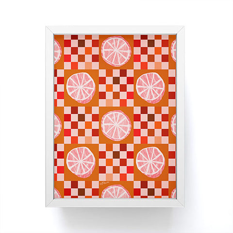 H Miller Ink Illustration Checkered Sliced Citrus Fruit Framed Mini Art Print
