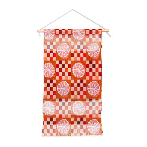 H Miller Ink Illustration Checkered Sliced Citrus Fruit Wall Hanging Portrait