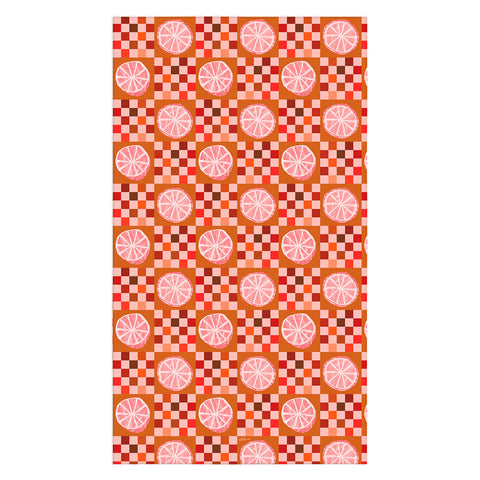 H Miller Ink Illustration Checkered Sliced Citrus Fruit Tablecloth