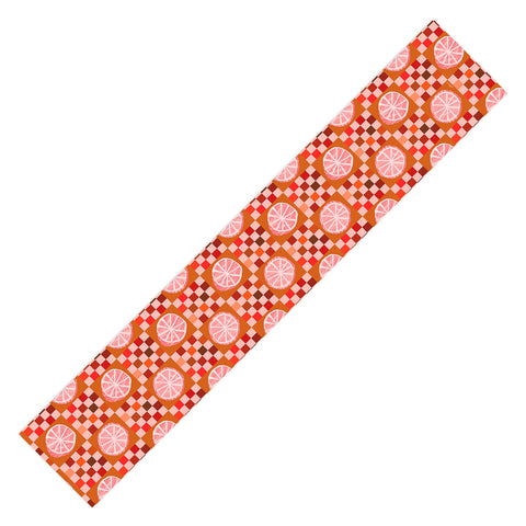 H Miller Ink Illustration Checkered Sliced Citrus Fruit Table Runner