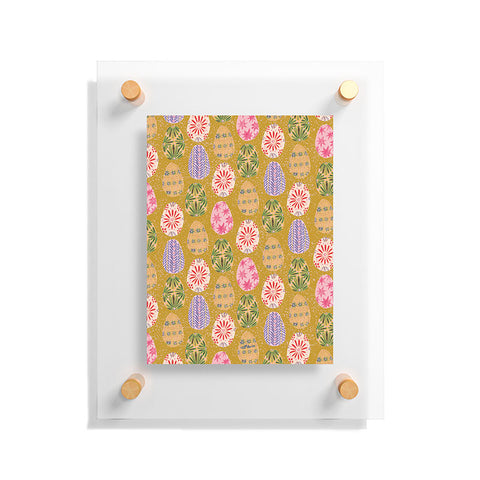 H Miller Ink Illustration Colorful Folk Art Easter Eggs Floating Acrylic Print