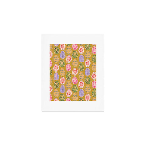 H Miller Ink Illustration Colorful Folk Art Easter Eggs Art Print