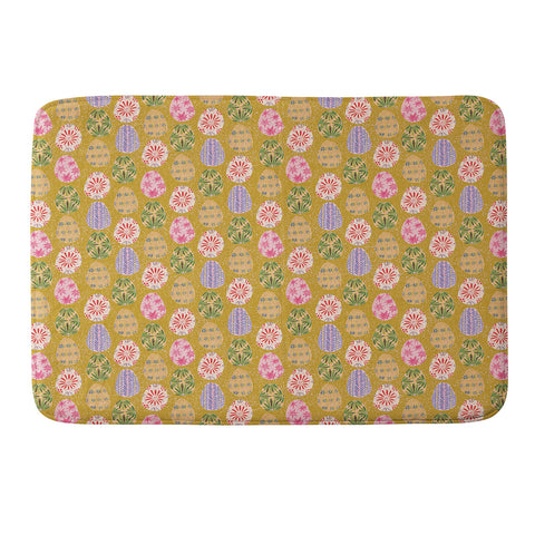 H Miller Ink Illustration Colorful Folk Art Easter Eggs Memory Foam Bath Mat