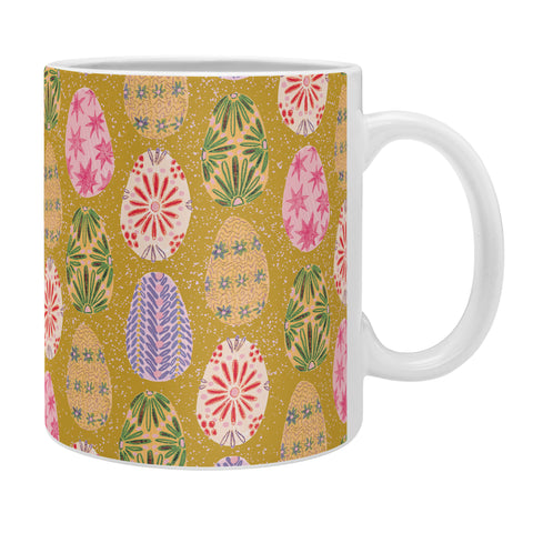 H Miller Ink Illustration Colorful Folk Art Easter Eggs Coffee Mug