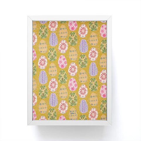 H Miller Ink Illustration Colorful Folk Art Easter Eggs Framed Mini Art Print