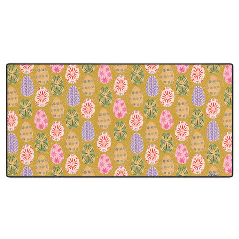 H Miller Ink Illustration Colorful Folk Art Easter Eggs Desk Mat