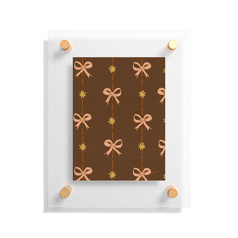 H Miller Ink Illustration Cute Hair Bows Stars in Brown Floating Acrylic Print