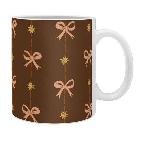 H Miller Ink Illustration Cute Hair Bows Stars in Brown Coffee Mug