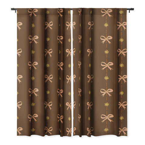 H Miller Ink Illustration Cute Hair Bows Stars in Brown Blackout Non Repeat