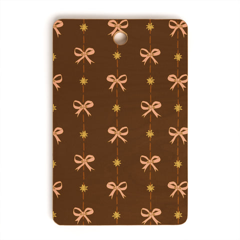 H Miller Ink Illustration Cute Hair Bows Stars in Brown Cutting Board Rectangle