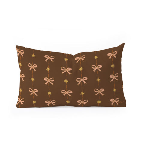 H Miller Ink Illustration Cute Hair Bows Stars in Brown Oblong Throw Pillow