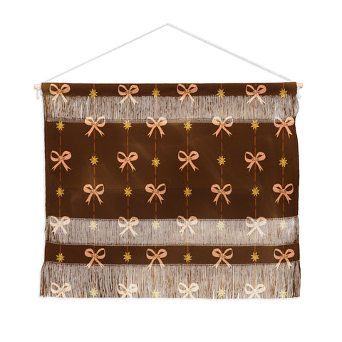 H Miller Ink Illustration Cute Hair Bows Stars in Brown Wall Hanging Landscape