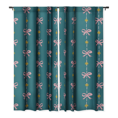 H Miller Ink Illustration Cute Hair Bows Stars in Teal Blackout Non Repeat