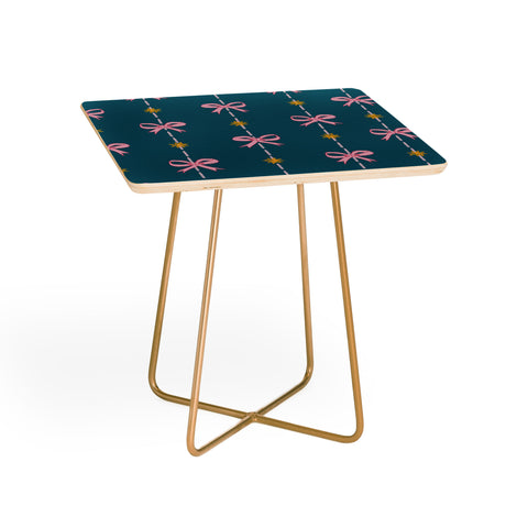 H Miller Ink Illustration Cute Hair Bows Stars in Teal Side Table