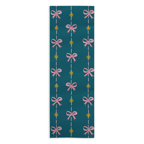 H Miller Ink Illustration Cute Hair Bows Stars in Teal Yoga Towel