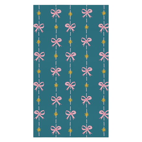 H Miller Ink Illustration Cute Hair Bows Stars in Teal Tablecloth