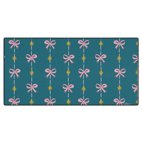 H Miller Ink Illustration Cute Hair Bows Stars in Teal Desk Mat