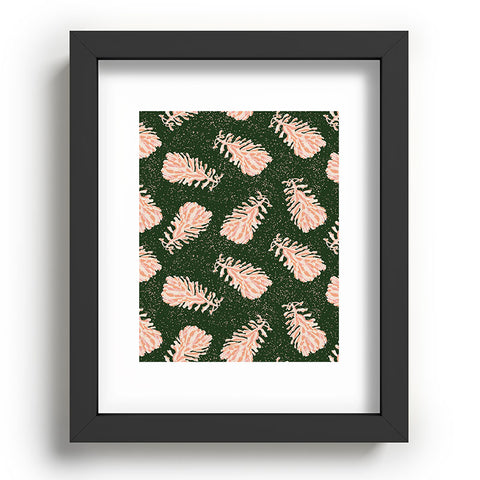 H Miller Ink Illustration Dancing Pinecones Forest Green Recessed Framing Rectangle