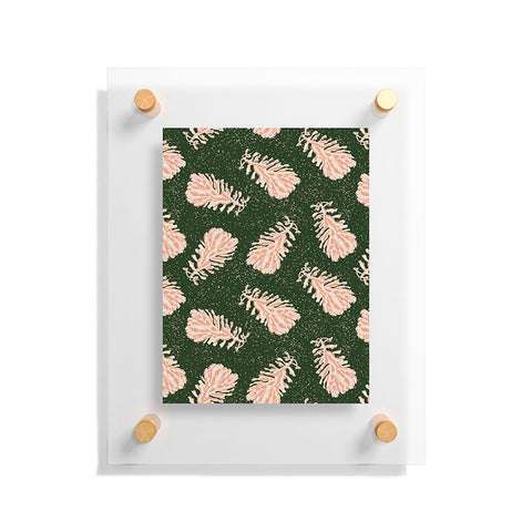 H Miller Ink Illustration Dancing Pinecones Forest Green Floating Acrylic Print
