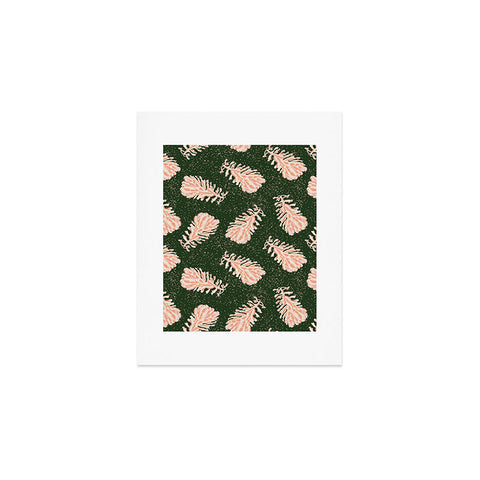 H Miller Ink Illustration Dancing Pinecones Forest Green Art Print