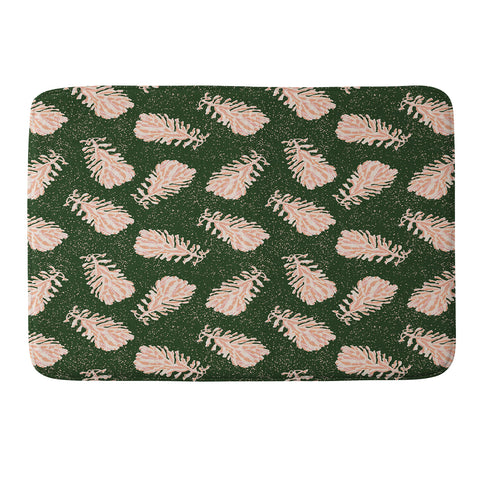 H Miller Ink Illustration Dancing Pinecones Forest Green Memory Foam Bath Mat
