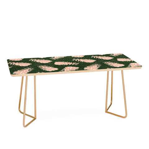 H Miller Ink Illustration Dancing Pinecones Forest Green Coffee Table