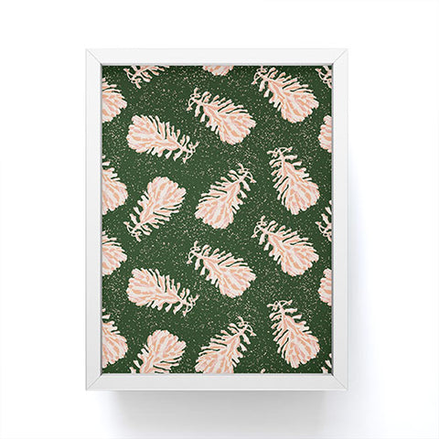 H Miller Ink Illustration Dancing Pinecones Forest Green Framed Mini Art Print