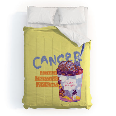H Miller Ink Illustration Emo Cancer in Calming Yellow Comforter