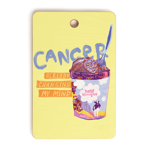 H Miller Ink Illustration Emo Cancer in Calming Yellow Cutting Board Rectangle