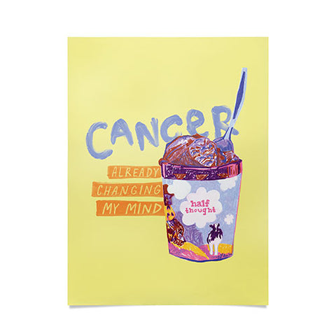 H Miller Ink Illustration Emo Cancer in Calming Yellow Poster