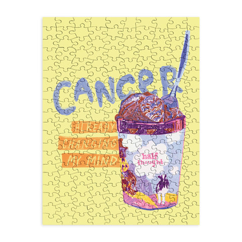 H Miller Ink Illustration Emo Cancer in Calming Yellow Puzzle