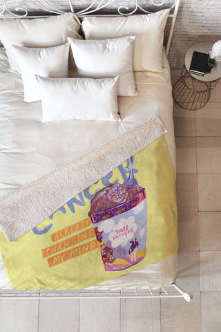 H Miller Ink Illustration Emo Cancer in Calming Yellow Fleece Throw Blanket