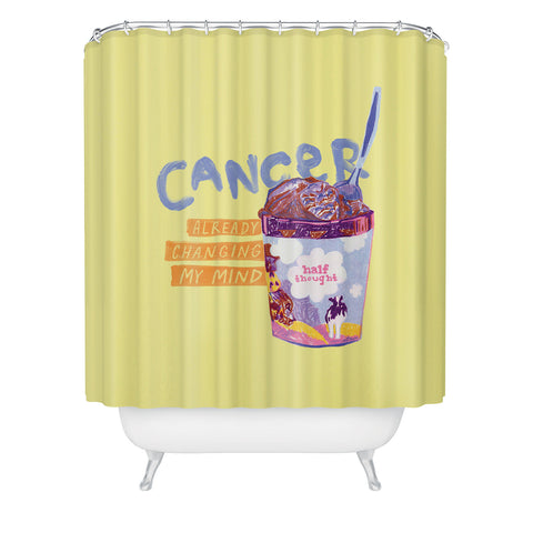 H Miller Ink Illustration Emo Cancer in Calming Yellow Shower Curtain
