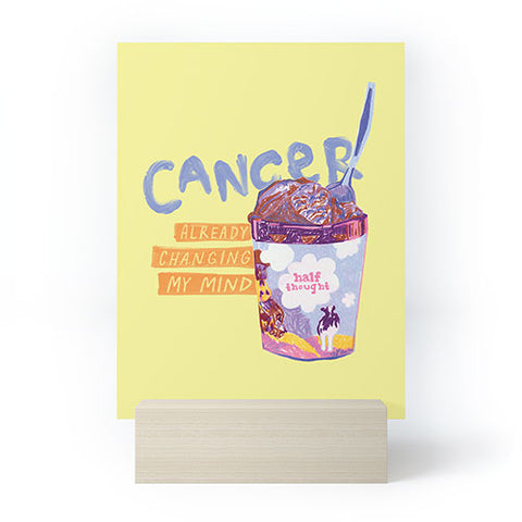 H Miller Ink Illustration Emo Cancer in Calming Yellow Mini Art Print