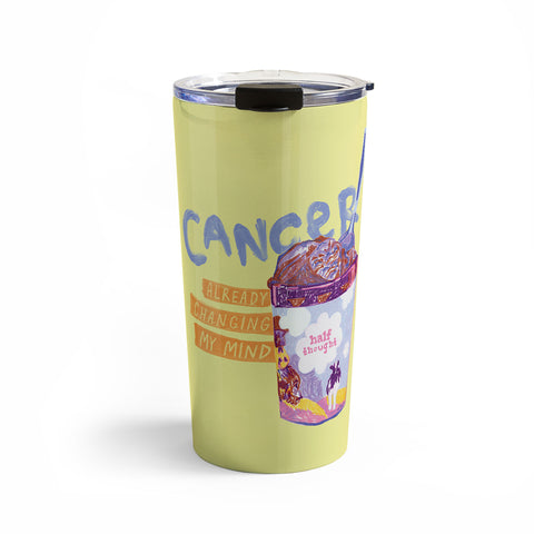 H Miller Ink Illustration Emo Cancer in Calming Yellow Travel Mug