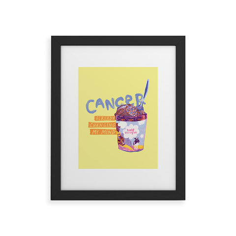 H Miller Ink Illustration Emo Cancer in Calming Yellow Framed Art Print