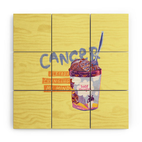 H Miller Ink Illustration Emo Cancer in Calming Yellow Wood Wall Mural